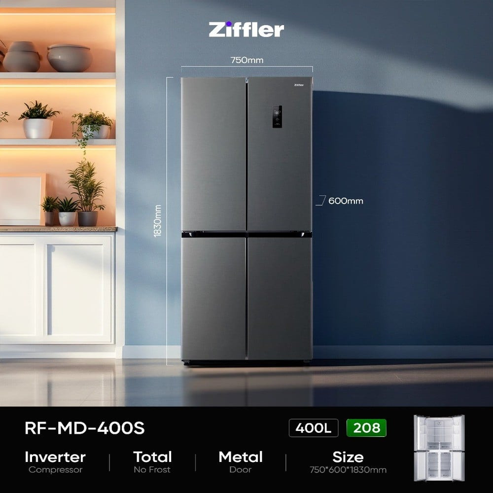 ᐈ Холодильник ZIFFLER FRF-401MDSS, 400 л, NoFrost, инверторный