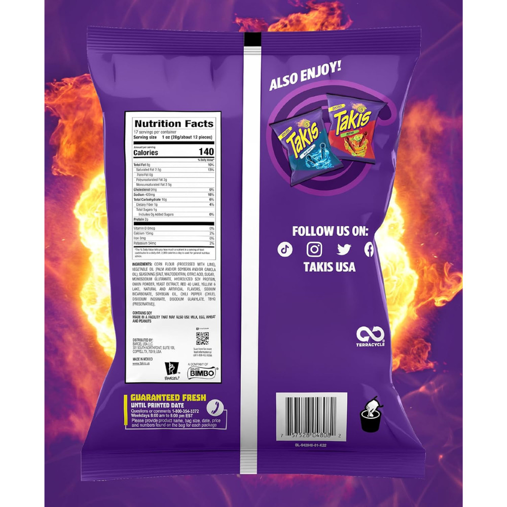 ᐈ Чипсы Takis Fuego Fiesta Size Hot Chili Pepper & Lime Flavored