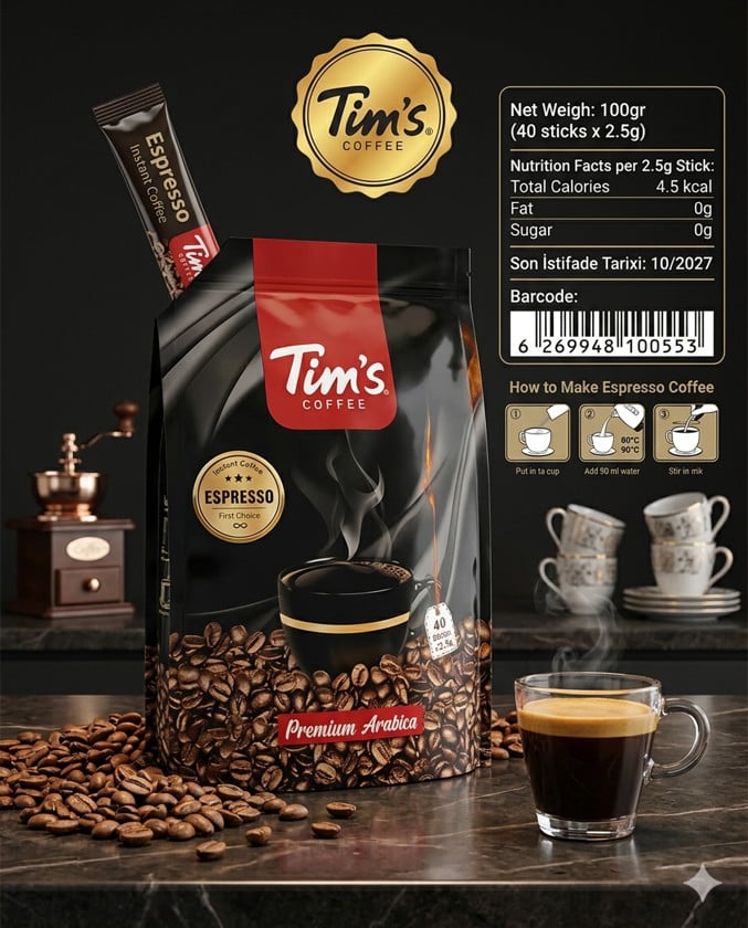 Qəhvə içkisi Tim's Coffee Espresso Premium Arabica, 40 əd