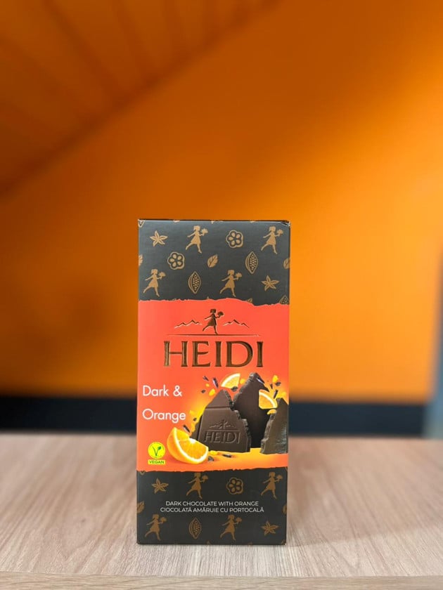 Tünd şokolad plitkası Heidi portağalı, 80 q