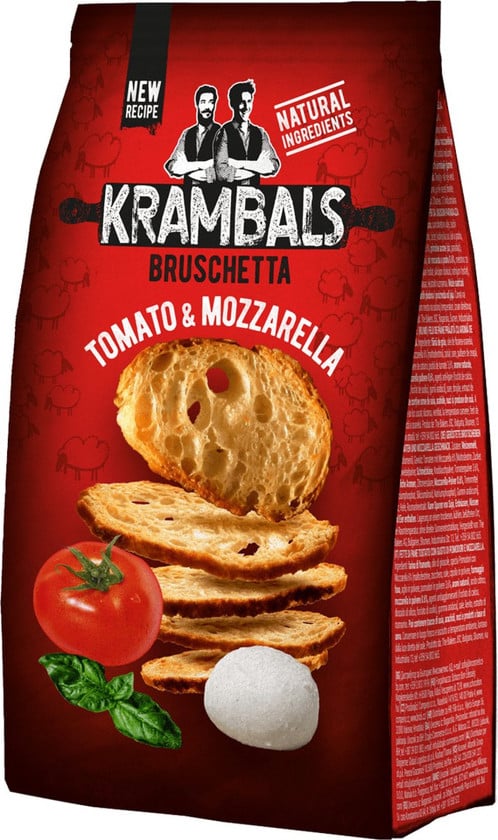 Brusketlər Krambals Pomidor və mozarella dadı ilə, 70 q