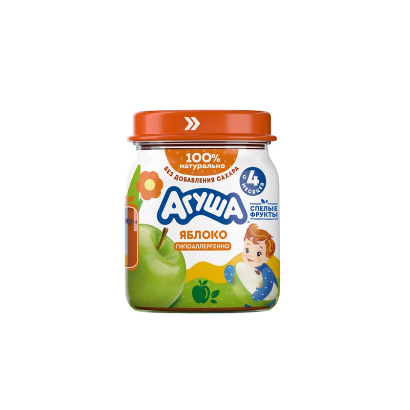 Püre uşaqlar üçün Агуша Яблоко, 100 q, 4 aydan