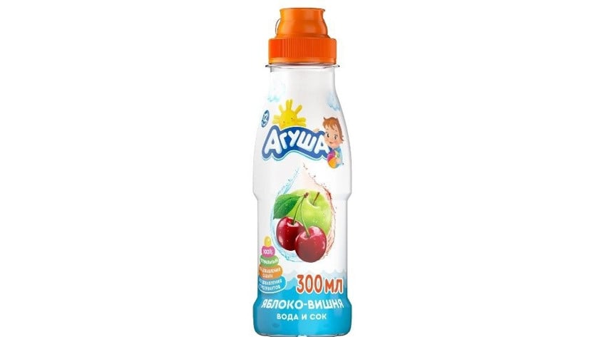 Meyvə şirəsi uşaqlar üçün Агуша Alma və Albalı, 300 ml, 12 aydan