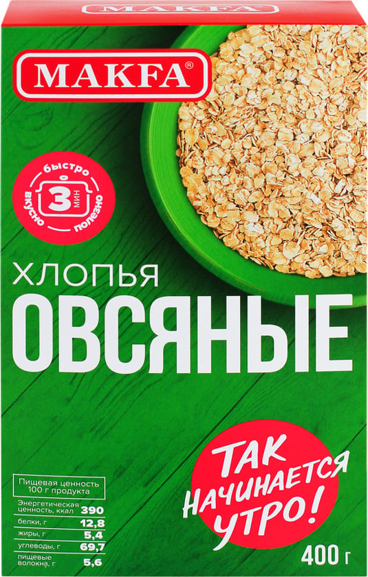 Sıyıq Makfa Хлопья овсяные, 3 dəqiqə, 400 q