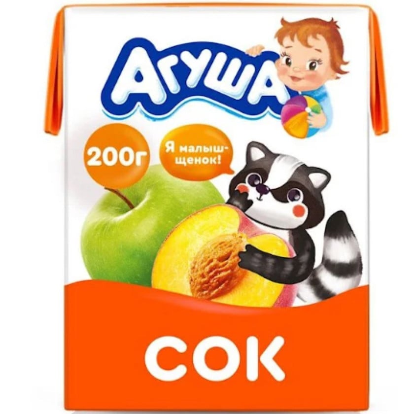 Uşaq şirəsi Агуша alma/şaftalı, 5+ ay, 0.2 l