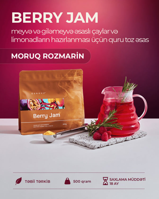 Meyvə və giləmeyvə çayları üçün əsas Osnova Tech Berry Jam "Moruq-rozmarin", 500 q