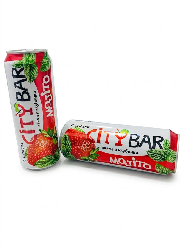 Qazlı içki City Bar Mojito laym və çiyələk şirəsi ilə 450 ml