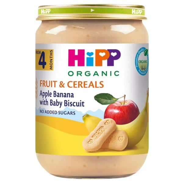 Püre Hipp Apple Banana With Baby Biscuit, 190 q