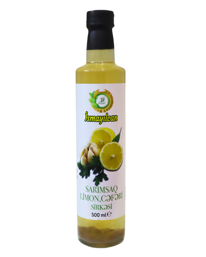 Sarımsaq-limon-cəfəri sirkəsi, 500 ml