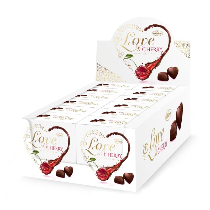 Şokolad konfetlər Vobro Love & Cherry, 45 q