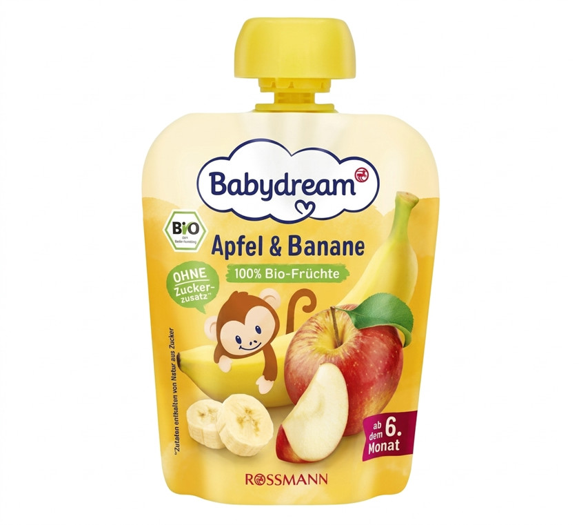 Püre Babydream alma və banan, 90 q, 6+ ay