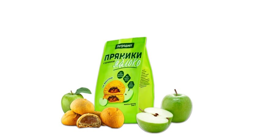 Şəkərsiz almalı zəncəfil çörək Petrodiet 340 qr