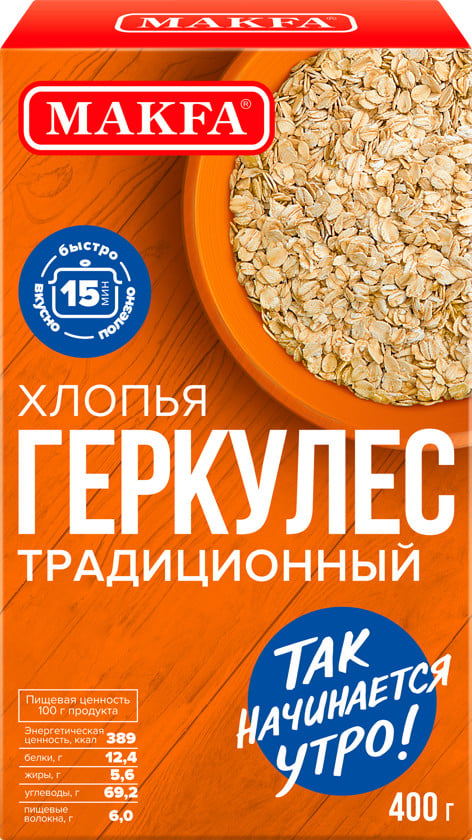 Sıyıq Makfa Геркулес традиционный, 15 dəqiqə, 400 q