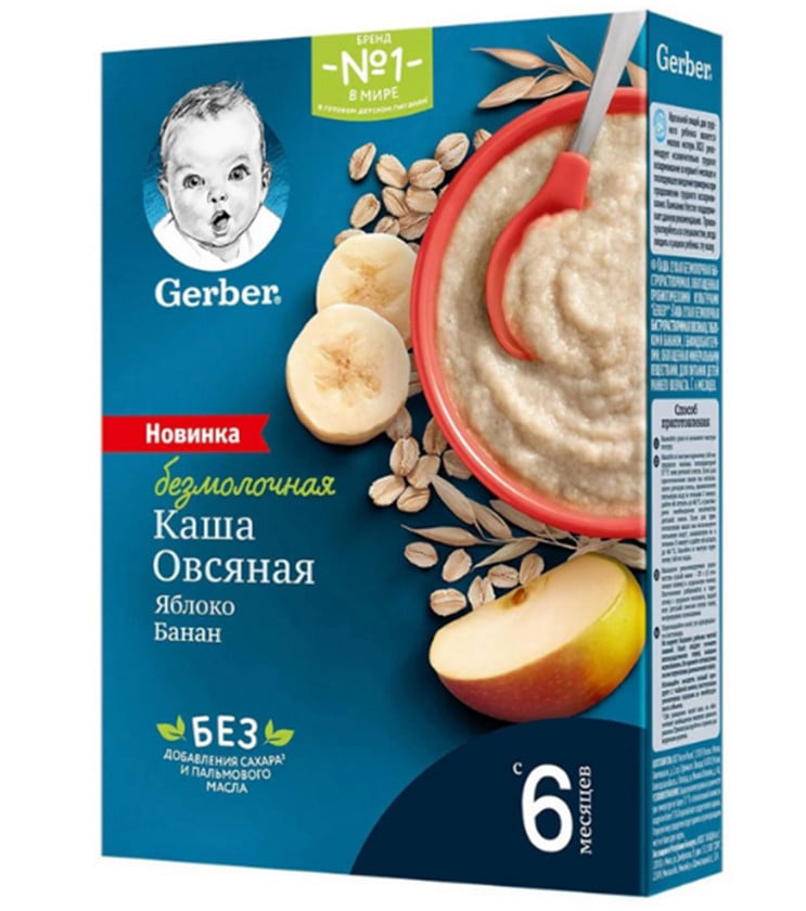 Südsüz yulaf sıyığı Gerber, alma-banan, 6 aydan, 180 q