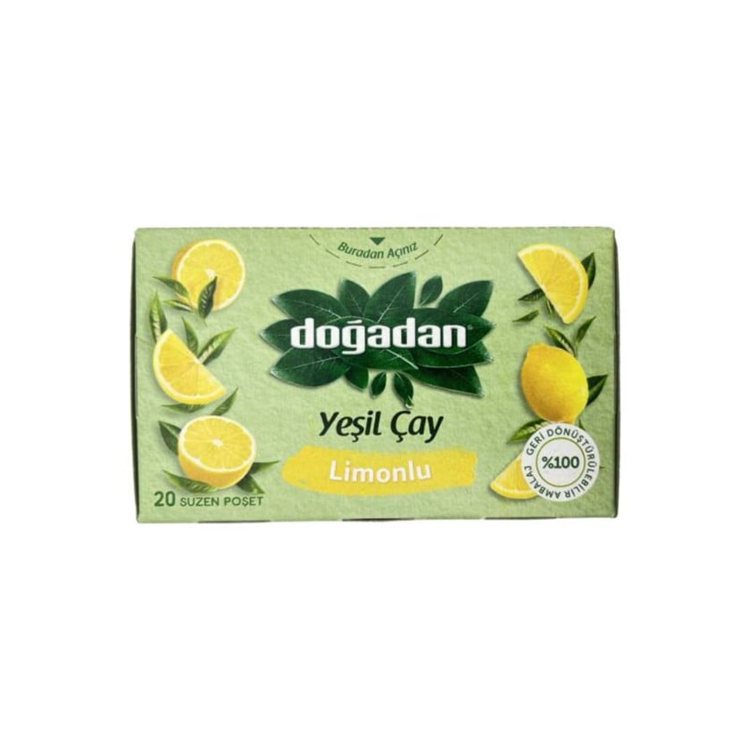 Paketləşdirilmiş çay Doğadan limonlu yaşıl, 20 ədəd