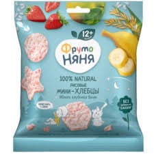 Mini düyülü xırtıldayan çörəklər ФрутоНяня, alma-çiyələk-banan, 30 qr