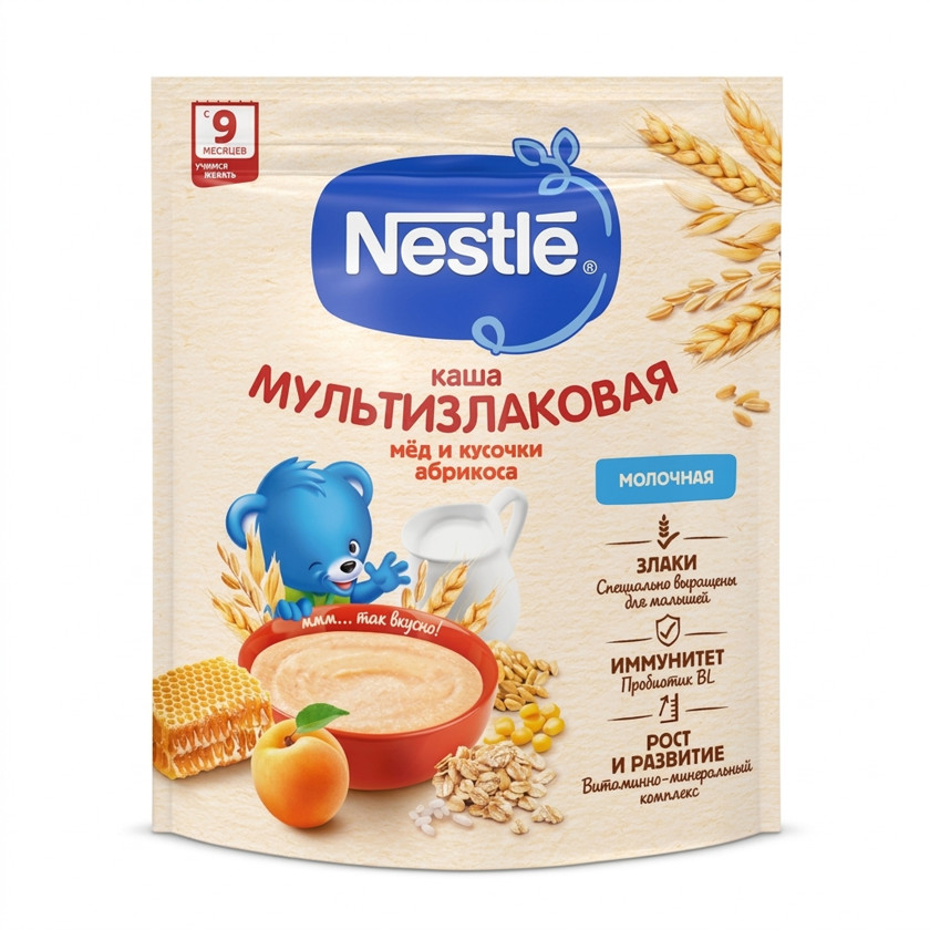 Multitaxıllı sıyıq Nestle bal və ərik ilə, 200 q