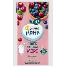 Uşaq üçün mors ФрутоНяня, mərcangilə, qaragilə və albalı ilə, 200 ml