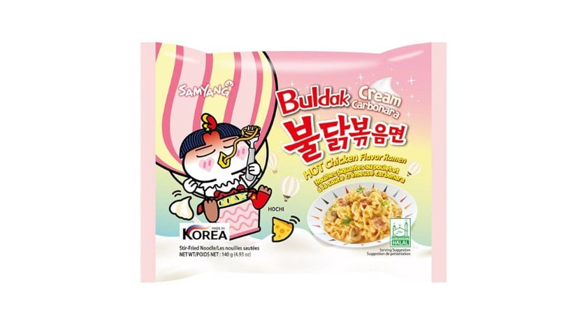 Əriştə Samyang toyuq və krem Karbonara pendirli dadı ilə, acılı sousda, 140 q