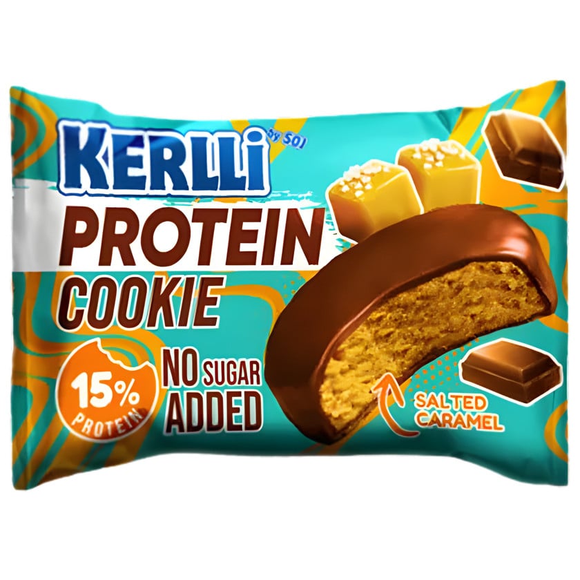 Proteinli peçenye SOJ Kerlli, şəkərsiz, karamel dadlı, 45 q