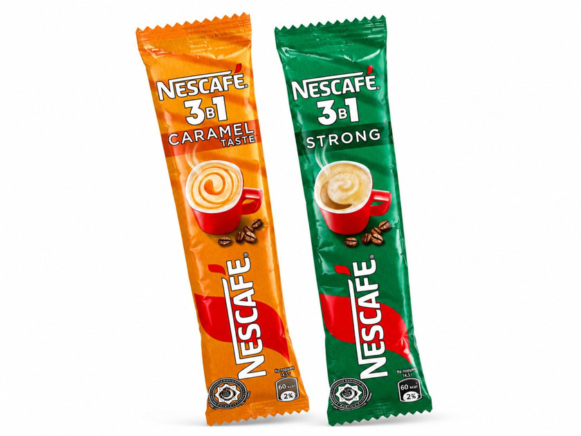 Paket qəhvə dəsti Nescafe Strong + Caramel, 17 q