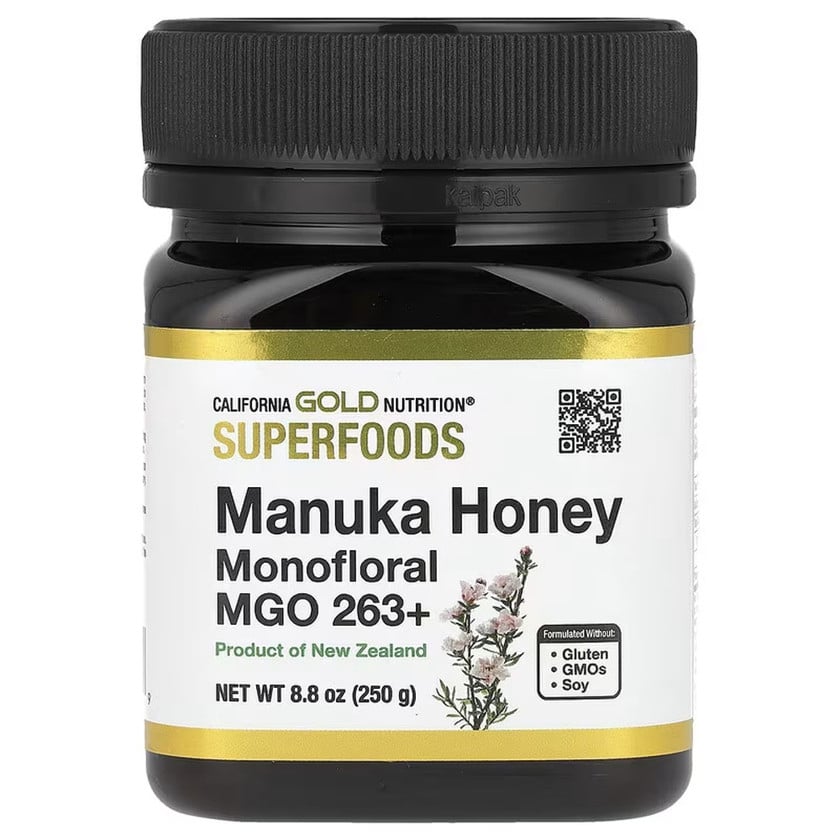 Manuka balı California Gold Nutrition Monofloral MGO 263+, 250 q