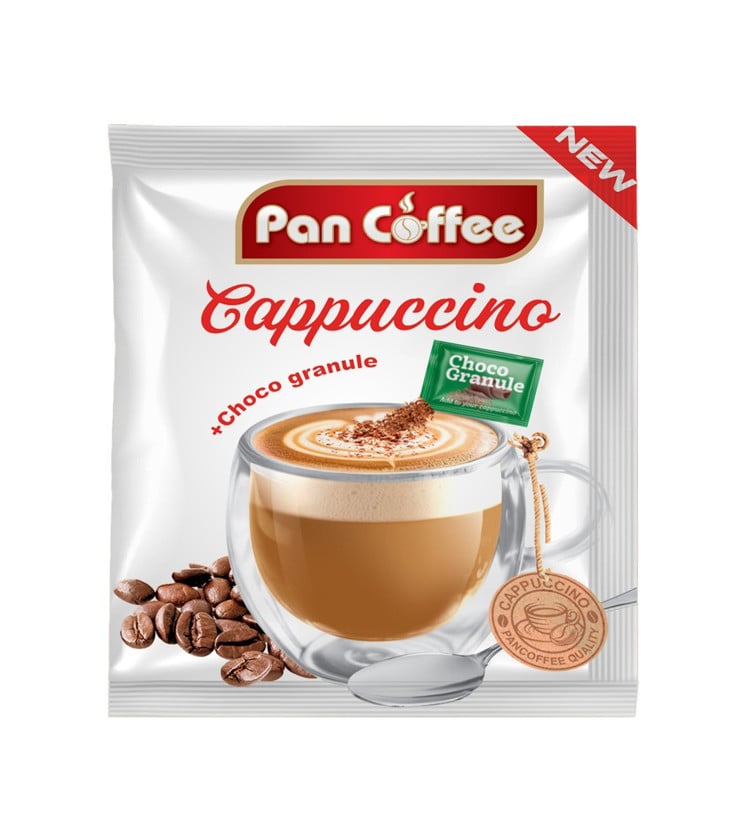 Həll olunan qəhvə şokolad qranulları ilə Pan Coffee Cappuccino, 25 q