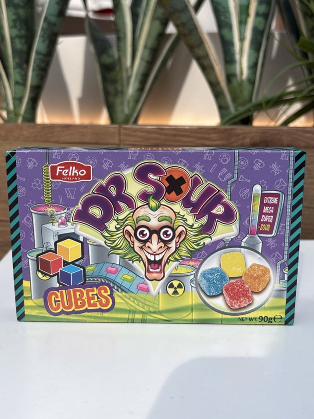 Çeynənən konfetlər Dr. Sour Cubes, 90 q