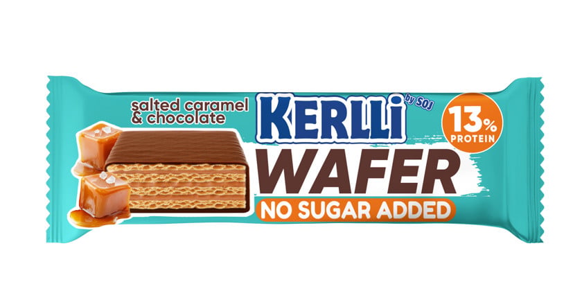 SOJ KERLLI vafli batonu, duzlu karamel dadlı, şəkərsiz, 45 q