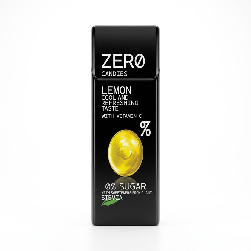 Lollipop Zero Candies Lemon, Şəkərsiz, 32 q