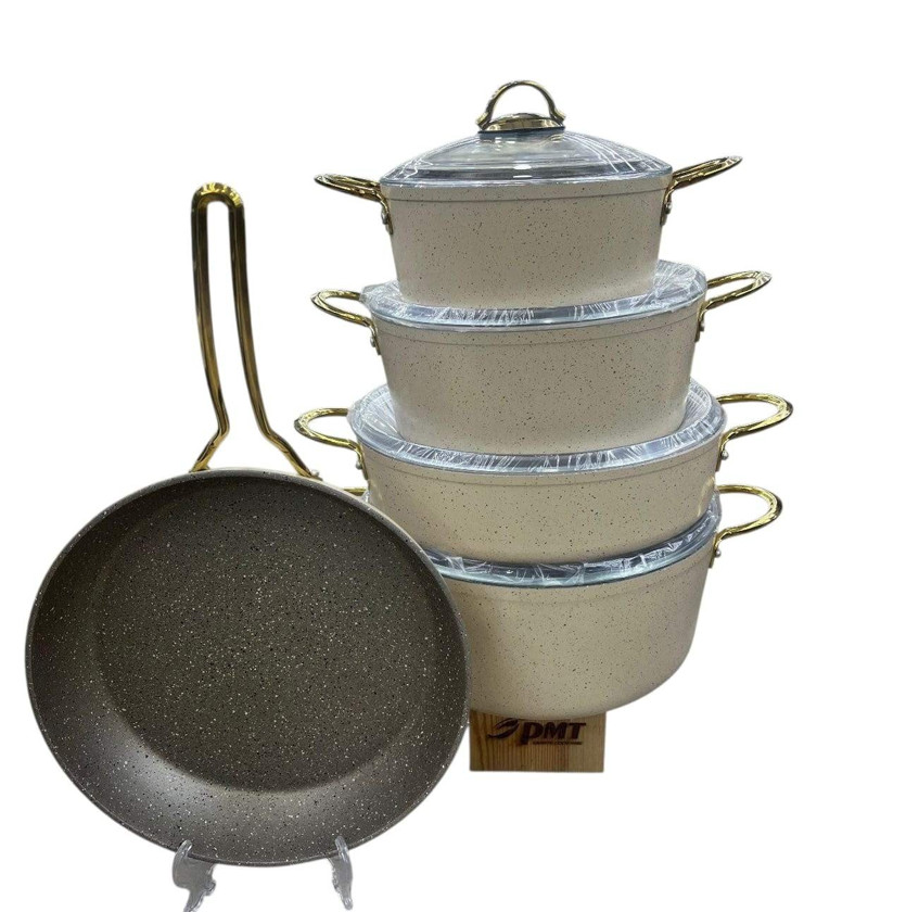 ᐈ Qazan dəsti, 5-li, 4 mm qalınlıq granit örtük, antibakterial Parex ...