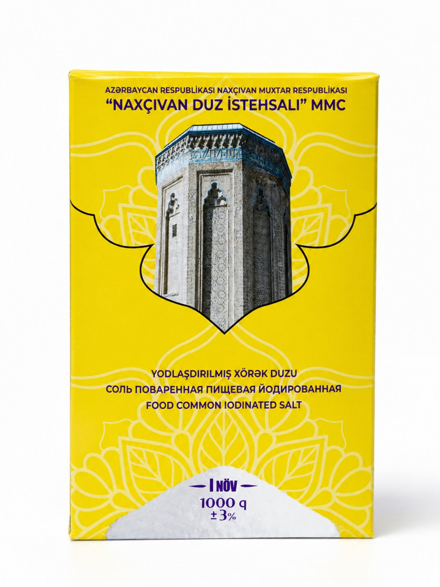 Yodlaşdırılmış duz, süfrəlik, incə üyüdülmüş, 1 kq