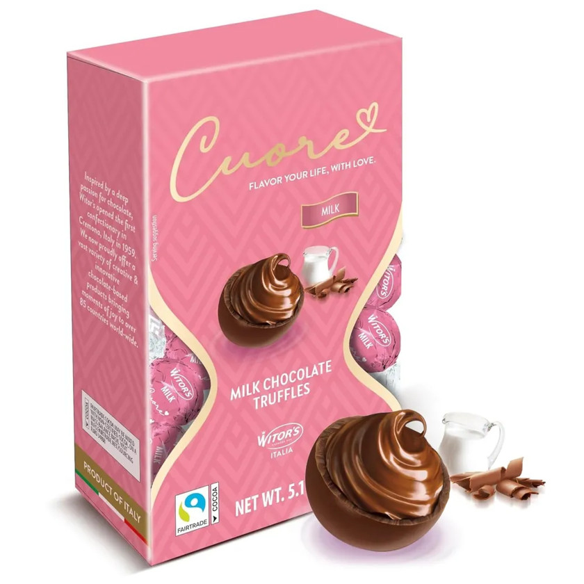 Qutuda konfet Witor's Cuore Milk, Südlü şokolad, Zərif şokolad qabıqlı yumuşaq içlik, 145 q