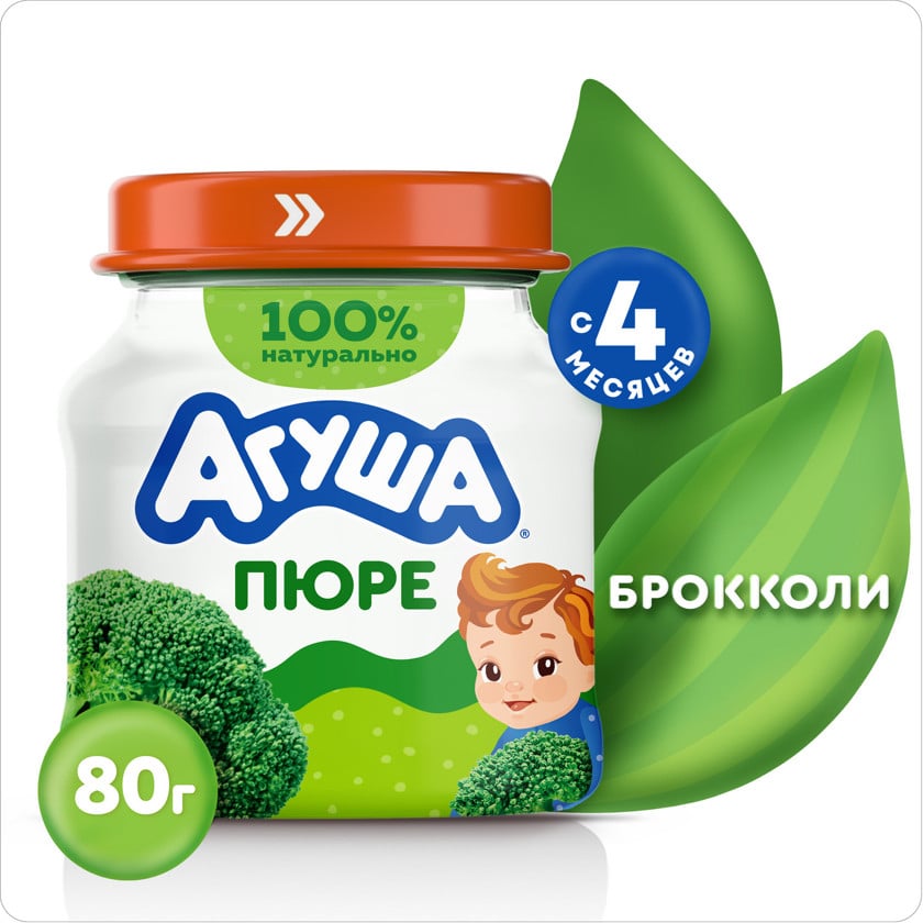 Püre uşaqlar üçün Агуша Brokoli, 80 q, 4 aydan