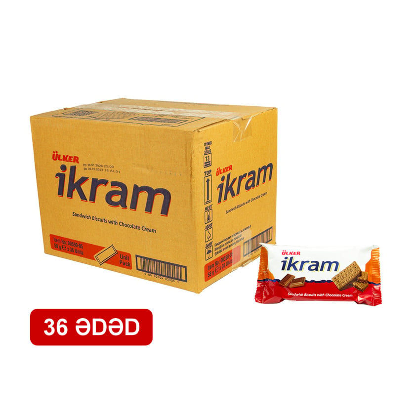 Peçenye Ülker İkram Chocolate Cream, 58 q, 36 əd