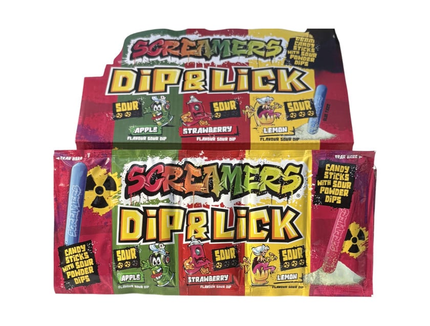 Çeynənən konfetlər Screamers Dip&Lick, 40 q