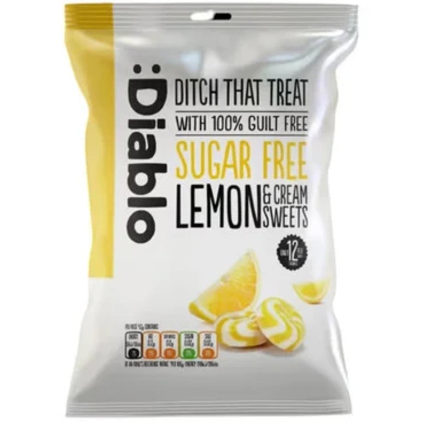 Limonlu qaymaqlı şəkərsiz konfetlər Diablo 75q 5060309490143