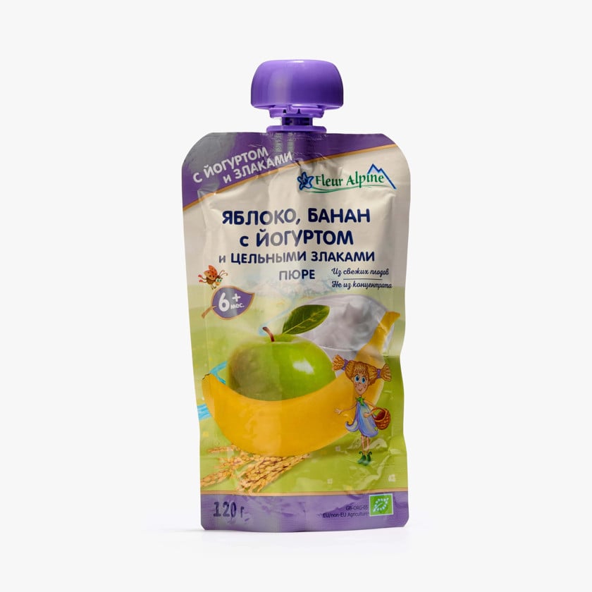 Püre Fleur Alpine Alma Banan yoqurt ilə, 120 q