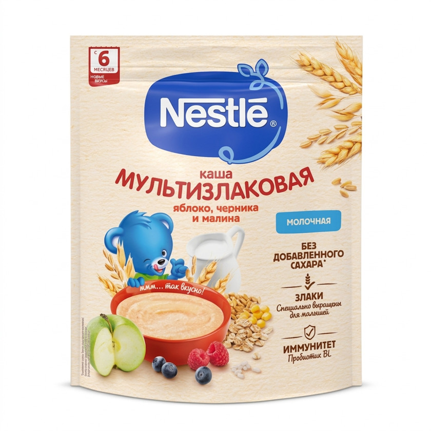 Multitaxıllı sıyıq Nestle alma/qaragilə/moruq, 200 q
