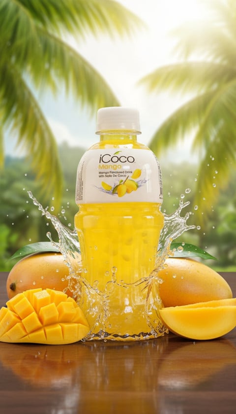 Şirə tərkibli içki iCoco Mango With Nata De, 320 ml
