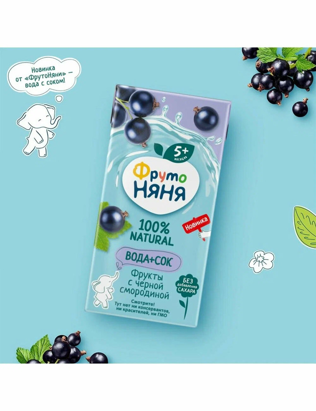 Şirə ФрутоНяня, Qara qarağat, 5 ay, 0.2 L