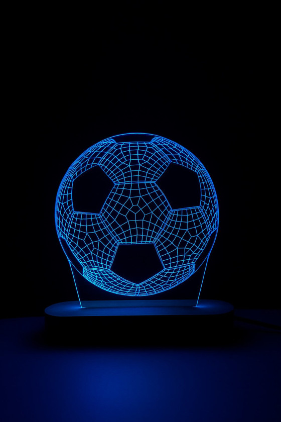 ᐈ Masaüstü 3D LED akril lampa, futbol topu, göy rəng, 15x20 sm ...