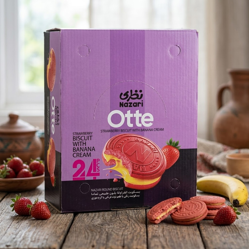 Biskvit peçenye Nazari Otte Banan və Çiyələk ilə, 50 q