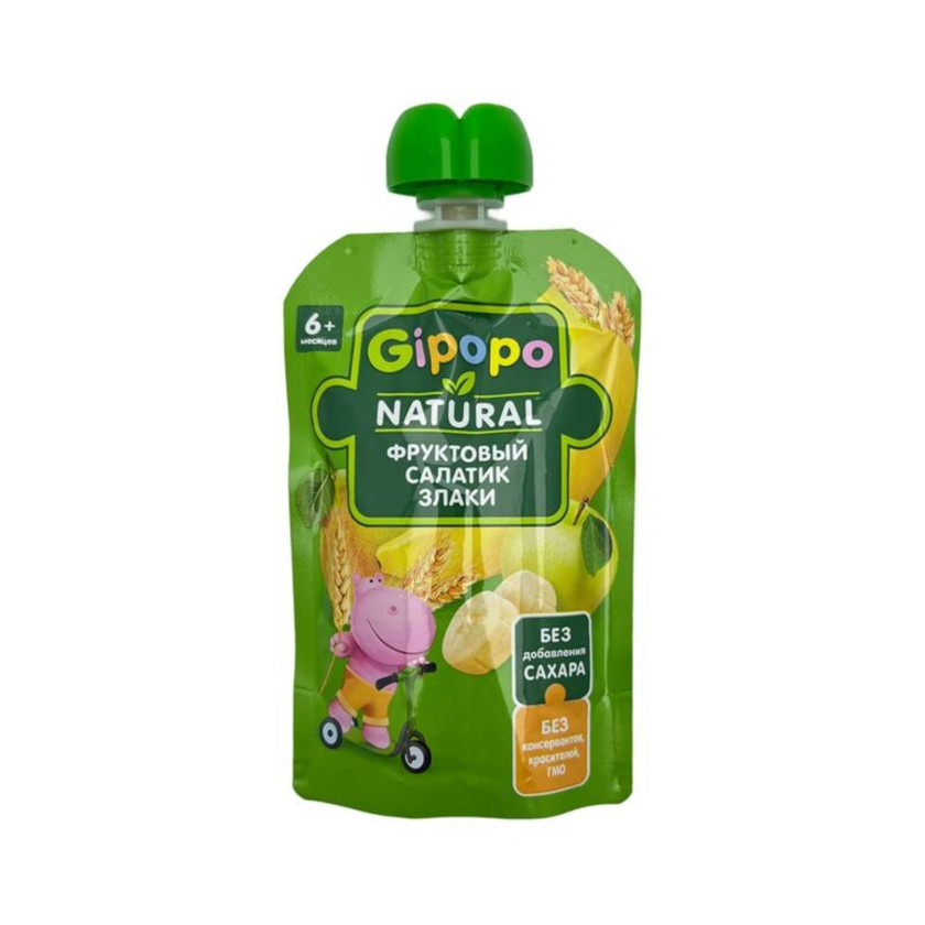 Meyvə-taxıl püresi GIPOPO 4267 Meyvə salatı və dənli bitkilər, 90 q
