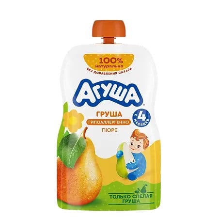 Püre uşaqlar üçün Агуша Armud, 90 q, 4 aydan