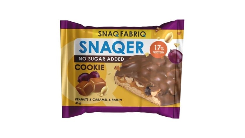 Proteinli peçenye Snaq Fabriq Snaqer Cookie Peanut & Caramel & Raisin, 45 q