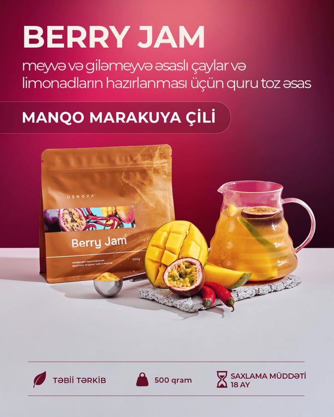 Meyvə və giləmeyvə çayları üçün əsas Osnova Tech Mango - marakuya - çili, 500 q