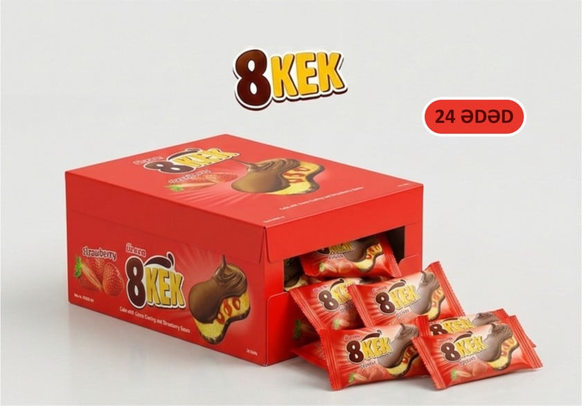Çiyələkli keks Ülker 8Kek, 40q x 24əd