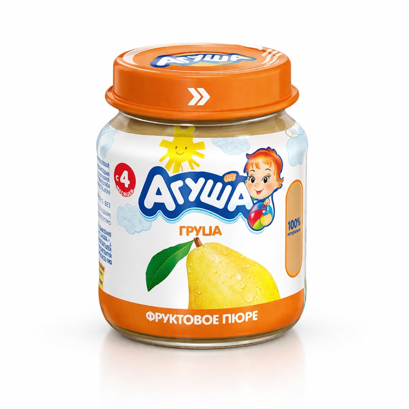 Püre uşaqlar üçün Агуша, armud, 90 q