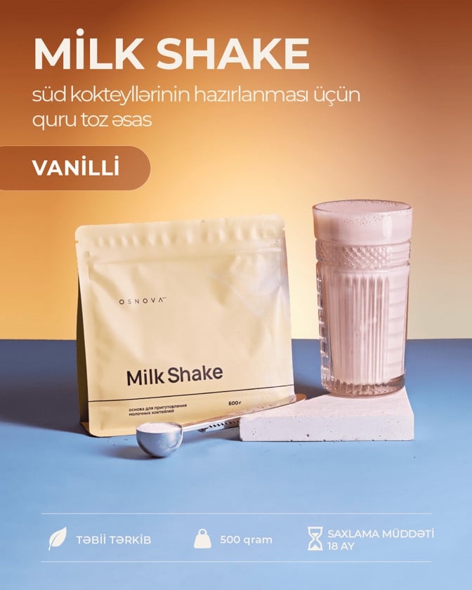 Süd kokteylləri üçün quru baza Osnova Tech Milk Shake Vanil 500 q
